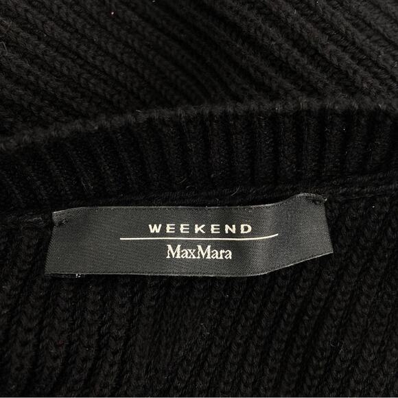 Max‎ Mara Weekend Short Sleeve Sweater Draped Back Knit Black Medium - Picture 6 of 6